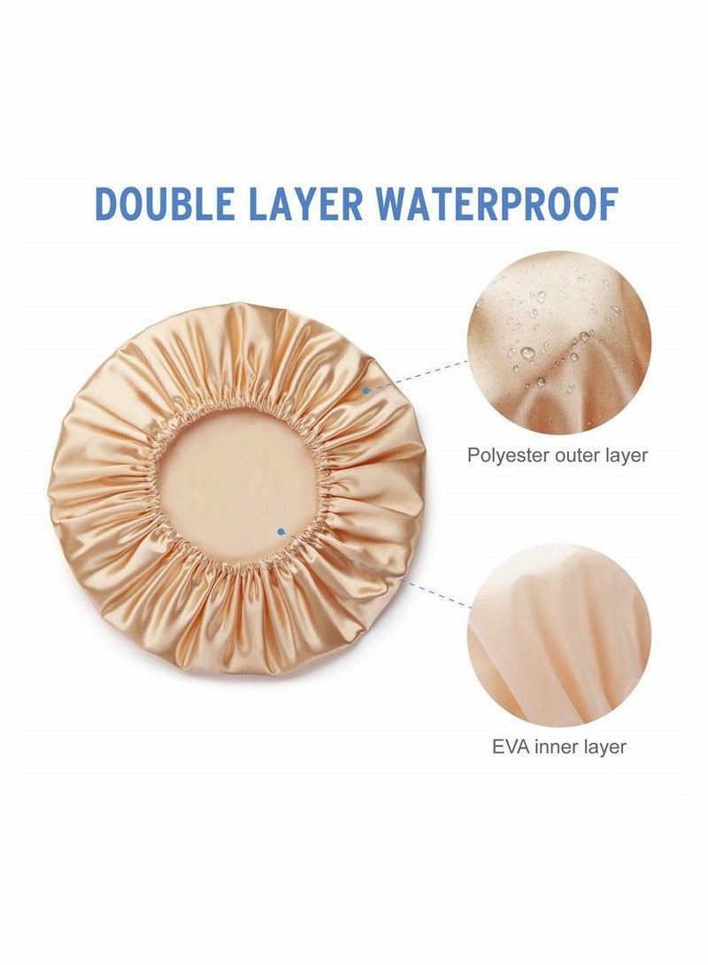 Y&D 4 Pack Shower Caps for Women, Double Waterproof Layers Bathing Hat Hair Protection EVA Reusable, Medium Size - Image 2