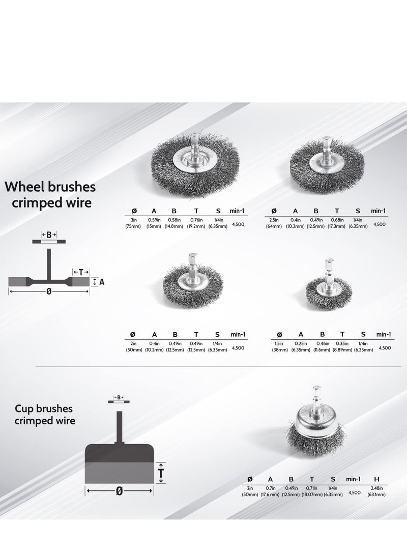 SYOSI Drill Wire Wheel Cup Brush Set, 6Pcs Coarse 0.010in Crimped Wires, Enhanced Durability with Thicken Face Width, 1/4In Hex Shank for Efficient Operation - Image 5