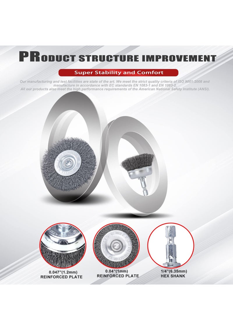 SYOSI Drill Wire Wheel Cup Brush Set, 6Pcs Coarse 0.010in Crimped Wires, Enhanced Durability with Thicken Face Width, 1/4In Hex Shank for Efficient Operation - Image 4
