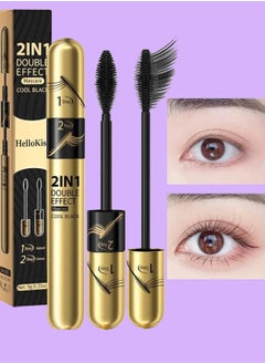 2 in 1 Double Effect Mascara Cool Black Curling and Intensifying Mascara Volumizing and Lengthening Thrive Black Mascara for Long Curly and Thick Eyelashes Waterproof Mascara
