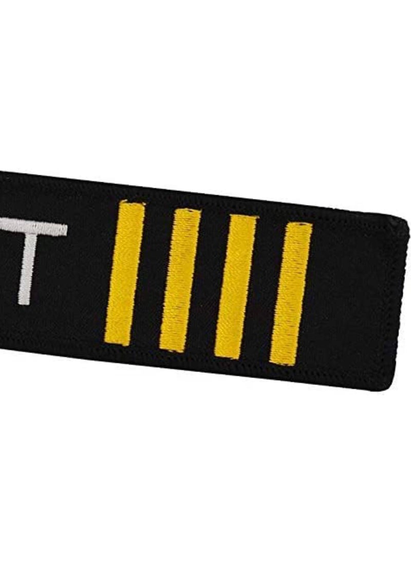 SOLDOUT Double Sided Embroidery Flight Crew Captain Pilot Keychain Keyring For Motorcycles, Cars, Bag, Key Fobs Fashion (4 Strips, Pilot)  - Image 2