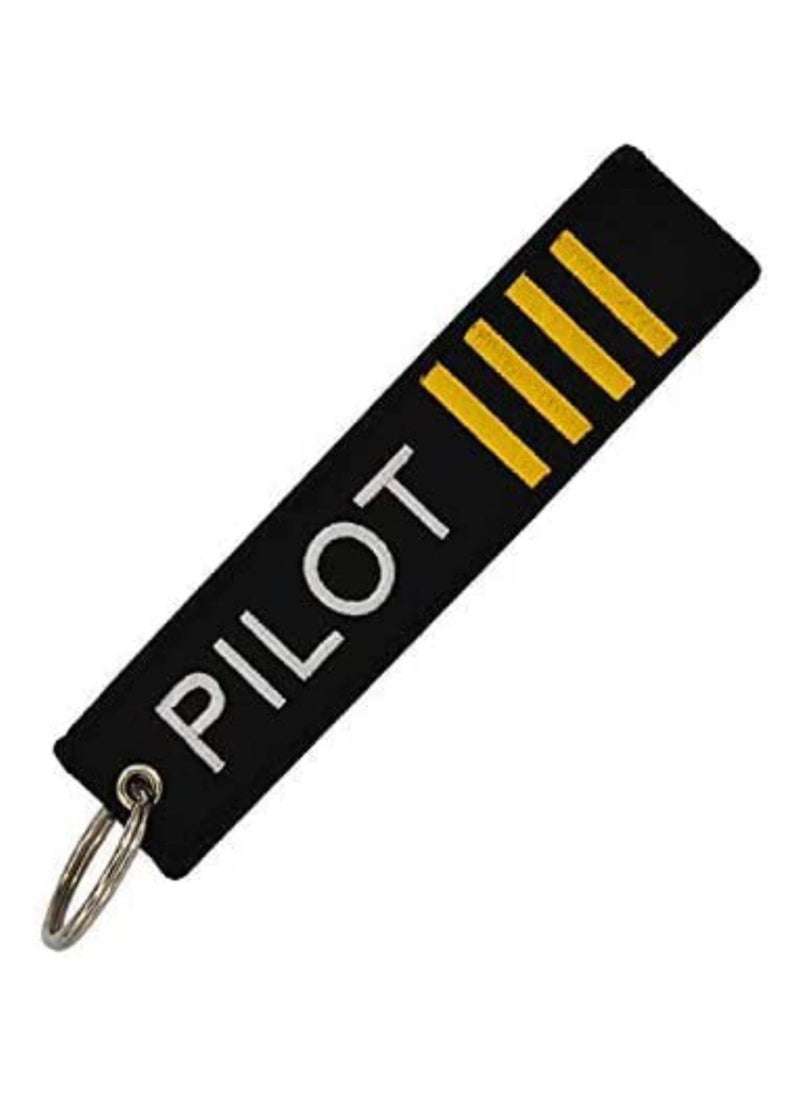 SOLDOUT Double Sided Embroidery Flight Crew Captain Pilot Keychain Keyring For Motorcycles, Cars, Bag, Key Fobs Fashion (4 Strips, Pilot)  - Image 1