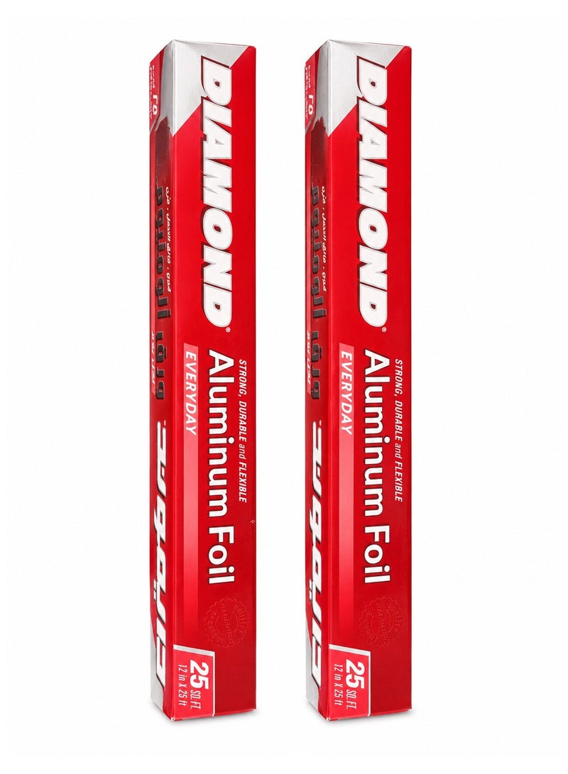 Diamond Aluminium foil Diamond Aluminum Foil Everyday | Heavy Duty Food Grade Kitchen Foil Roll | 25 Sq. Ft. (12 in × 25 ft) | Strong, Durable & Flexible - Image 1