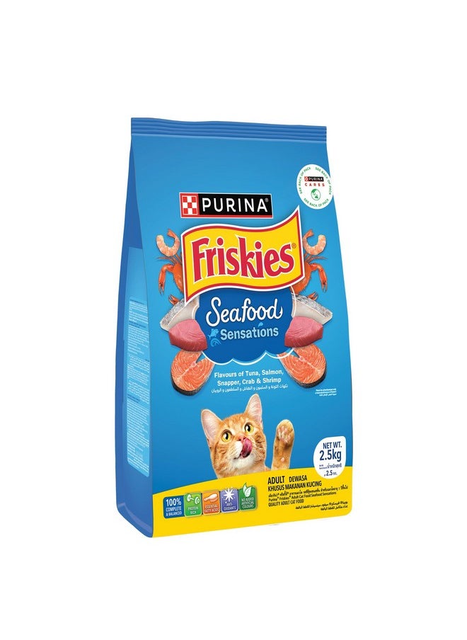 Friskies FRISKIES Seafood Sensations Cat Dry Food, Tuna Salmon Whitefish Crab & Shrimp Flavours, 2.5Kg, Packet, Adult  - Image 1