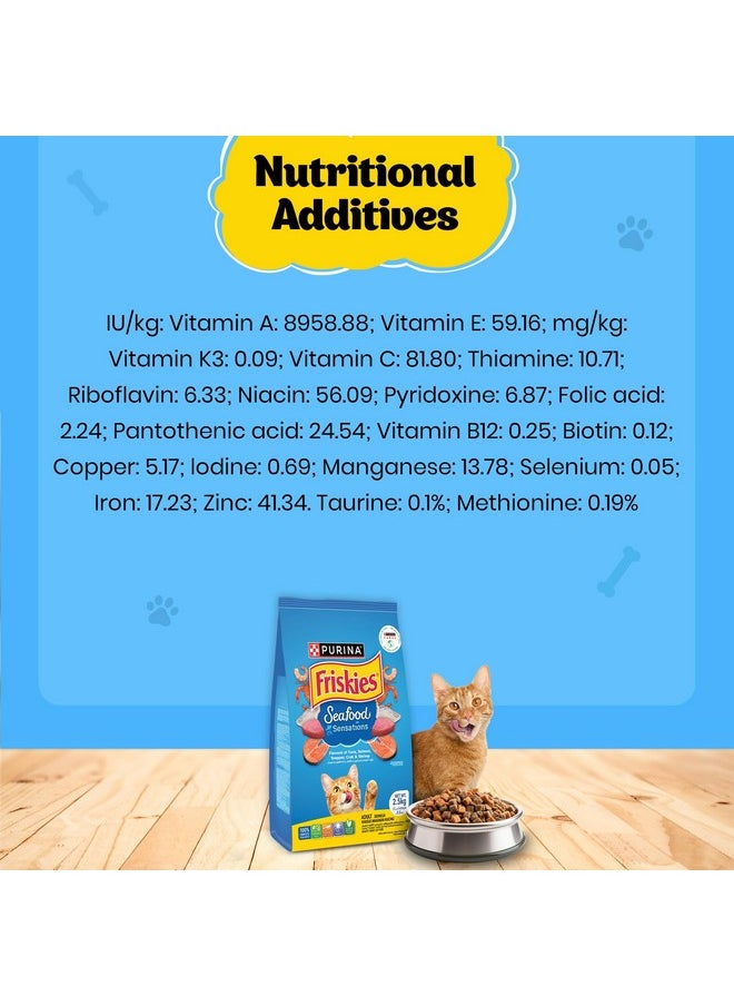 Friskies FRISKIES Seafood Sensations Cat Dry Food, Tuna Salmon Whitefish Crab & Shrimp Flavours, 2.5Kg, Packet, Adult  - Image 5
