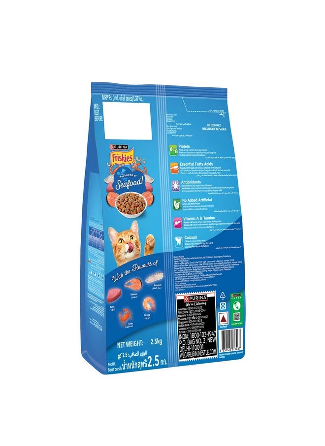 Friskies FRISKIES Seafood Sensations Cat Dry Food, Tuna Salmon Whitefish Crab & Shrimp Flavours, 2.5Kg, Packet, Adult  - Image 2