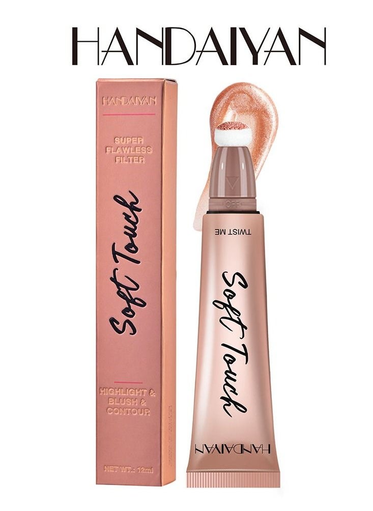 Handaiyan Mousse Liquid Blush For Cheeks Cream Face Blusher Stick with Sponge Palette Bronzer Highlighter Shape Contour Moisturizing And Breathable Matte Finish Long-wearing Waterproof For Women Makeup  - Image 1
