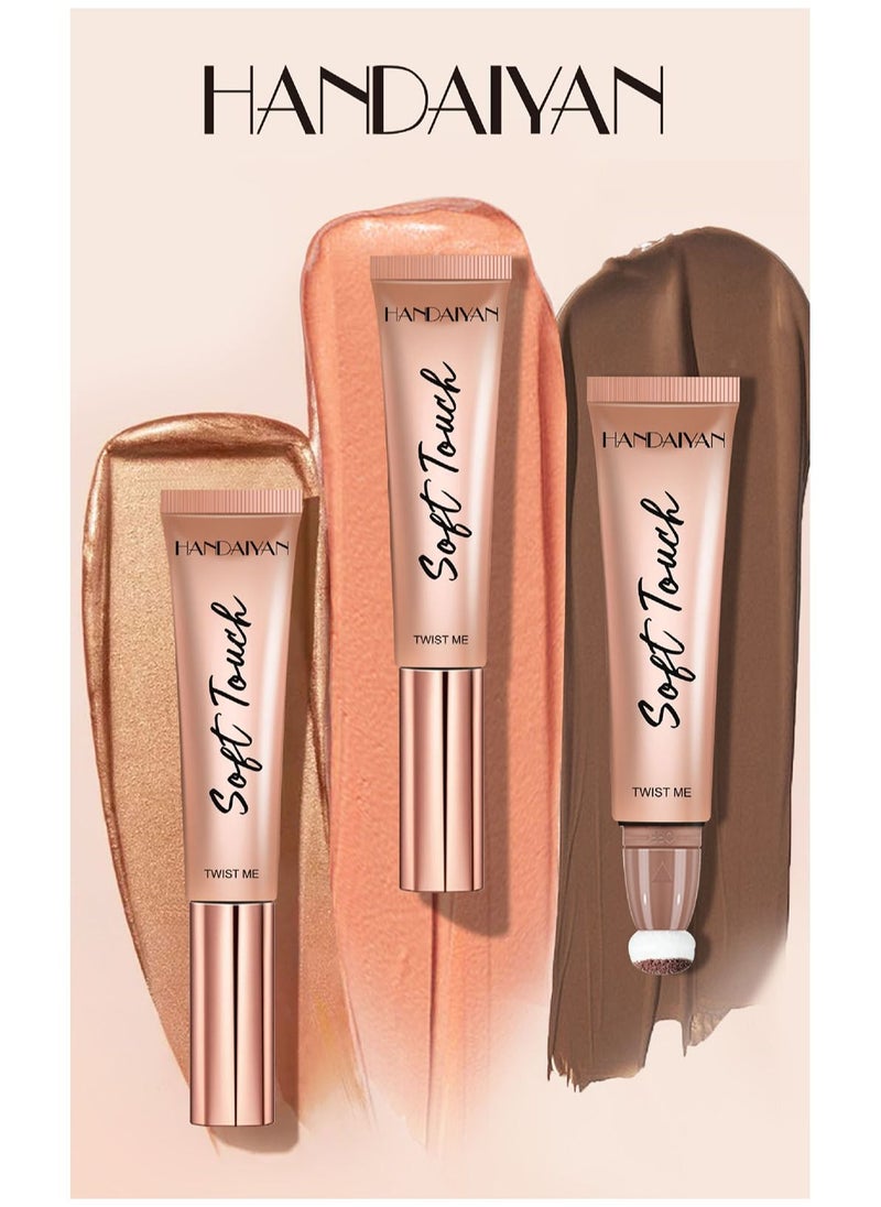 Handaiyan Mousse Liquid Blush For Cheeks Cream Face Blusher Stick with Sponge Palette Bronzer Highlighter Shape Contour Moisturizing And Breathable Matte Finish Long-wearing Waterproof For Women Makeup  - Image 3