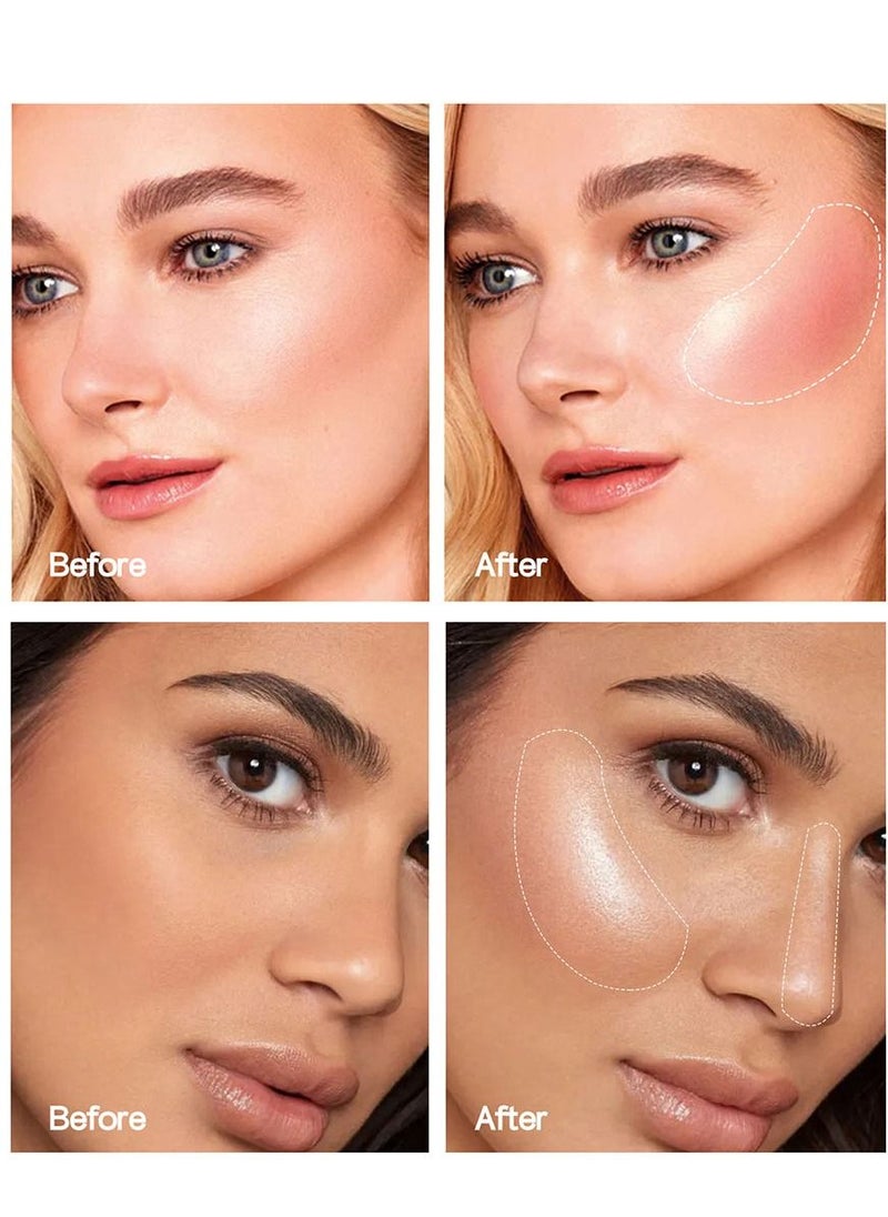 Mousse Liquid Blush For Cheeks Cream Face Blusher Stick with Sponge Palette Bronzer Highlighter Shape Contour Moisturizing And Breathable Matte Finish Long-wearing Waterproof For Women Makeup