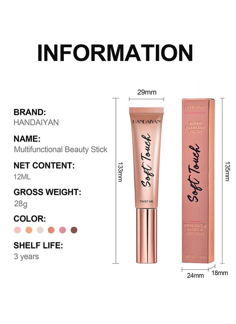 Mousse Liquid Blush For Cheeks Cream Face Blusher Stick with Sponge Palette Bronzer Highlighter Shape Contour Moisturizing And Breathable Matte Finish Long-wearing Waterproof For Women Makeup