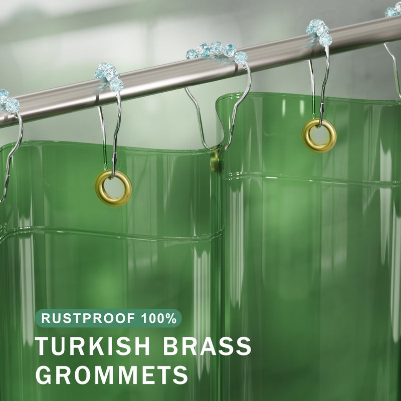 AmazerBath Shower Curtain Liner, 100% EVA Soft Clear Green Heavy Duty Luxury Shower Curtain and Liner 2-in-1, 72x72 Plastic Weighted Bathroom Shower Liner, 12 Rustproof Grommets & 3 Heavyweight Stones - Image 4