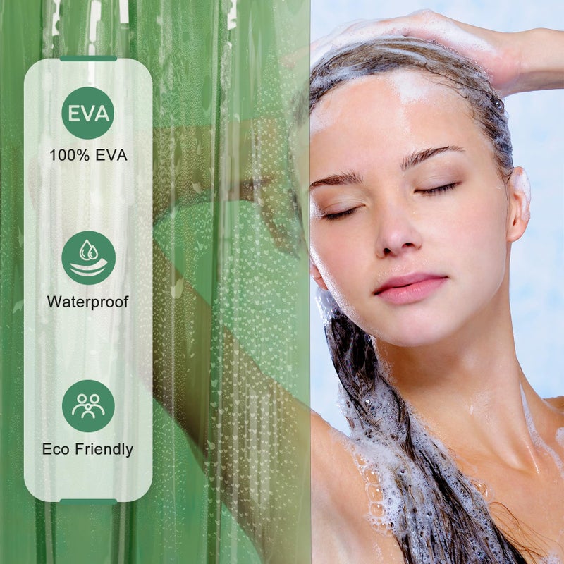 AmazerBath Shower Curtain Liner, 100% EVA Soft Clear Green Heavy Duty Luxury Shower Curtain and Liner 2-in-1, 72x72 Plastic Weighted Bathroom Shower Liner, 12 Rustproof Grommets & 3 Heavyweight Stones - Image 5