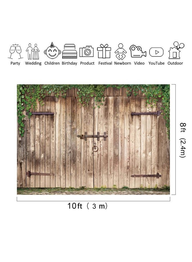 Riyidecor Western Rustic Barn Backdrop Farmhouse Door Wood Photography Backgrounds 10Wx8H Feet Retro Brown Family Reunion Plank Shabby Chic Photo Shoot Party Birthday Decor Props Photo Shoot Vinyl - Image 3