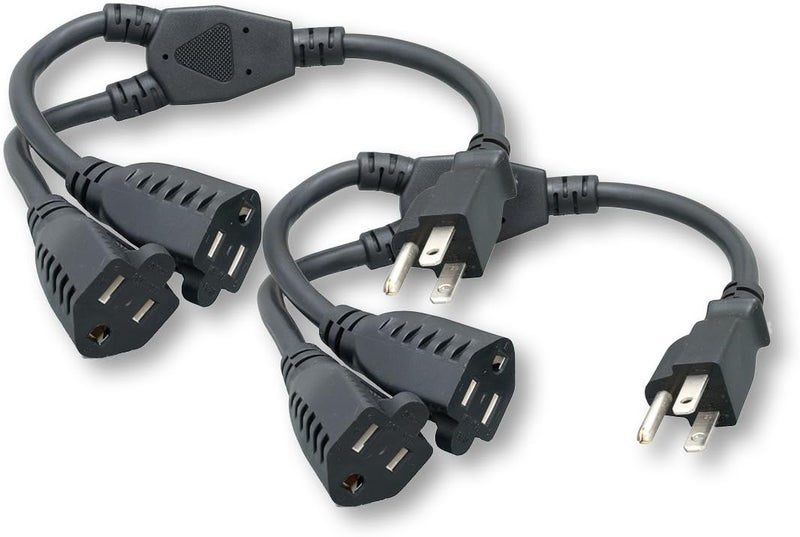 Cablelera ZADA36PQ-Y-P2 Power Cord Extension & Splitter, NEMA 5-15P to NEMA 5-15R x 2, 13A, 125V (Black) - Image 1