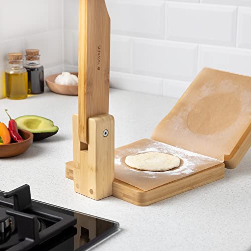 Navaris Wooden Tortilla Press - Wood Pataconera Tortilla Quesadilla Maker Flour Dough Press for Quesadillas Tortillas Indian Roti Tostones Patacones - Image 2
