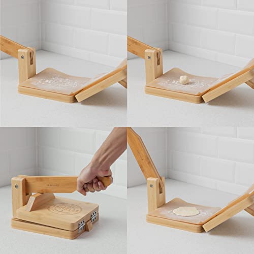 Navaris Wooden Tortilla Press - Wood Pataconera Tortilla Quesadilla Maker Flour Dough Press for Quesadillas Tortillas Indian Roti Tostones Patacones - Image 4