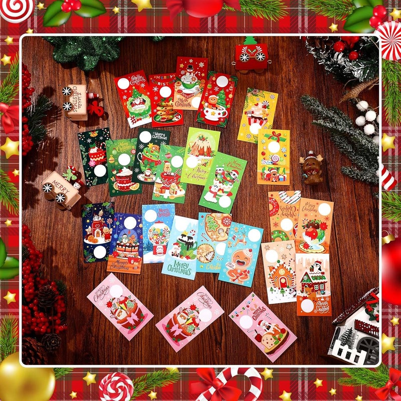 Skylety 240 Pcs Christmas Scratch off Cards 24 Styles Xmas Santa Gingerbread Man DIY Blank Gift Certificates with 300 Stickers, 100 Bags for Christmas Business Prizes Groups Party Supplies - Image 5