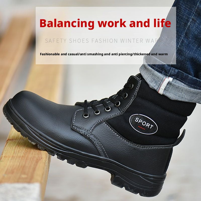 Safety Shoes for Men High-Top Steel Toe Puncture Resistant Work Shoes - Image 1