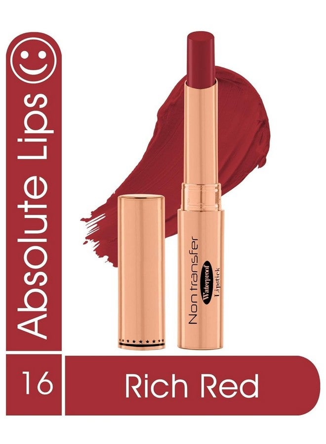lele ABSOLUTE LIPS Non Transfer Waterproof Lipstick, Long Lasting Smudge Proof Highly Pigmented Shade 16 (RICH RED) - Image 2