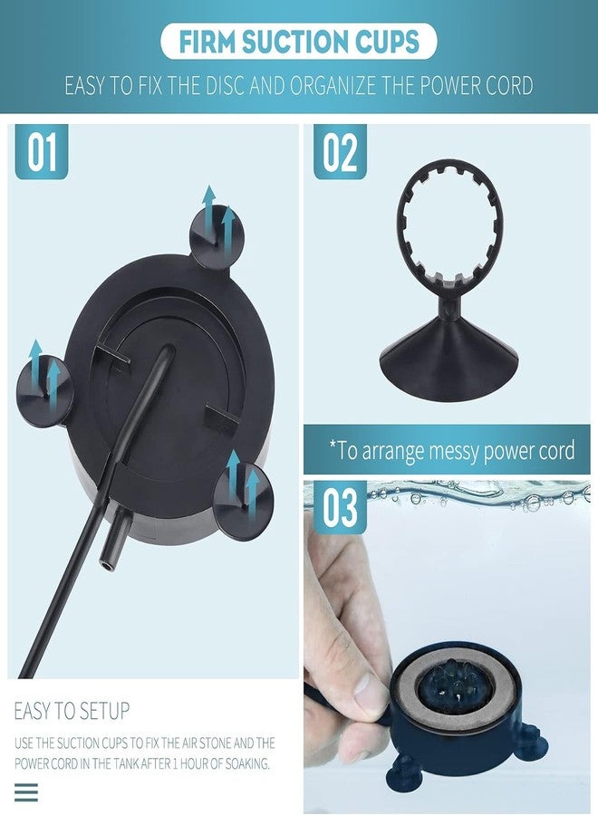 باوفلي قرص حجر تهوية لحوض السمك من باوفلاي مقاس 2 بوصة مع ضوء LED، موزع فقاعات دقيق مع أنبوب لحوض السمك (المضخة غير متضمنة) - Image 3