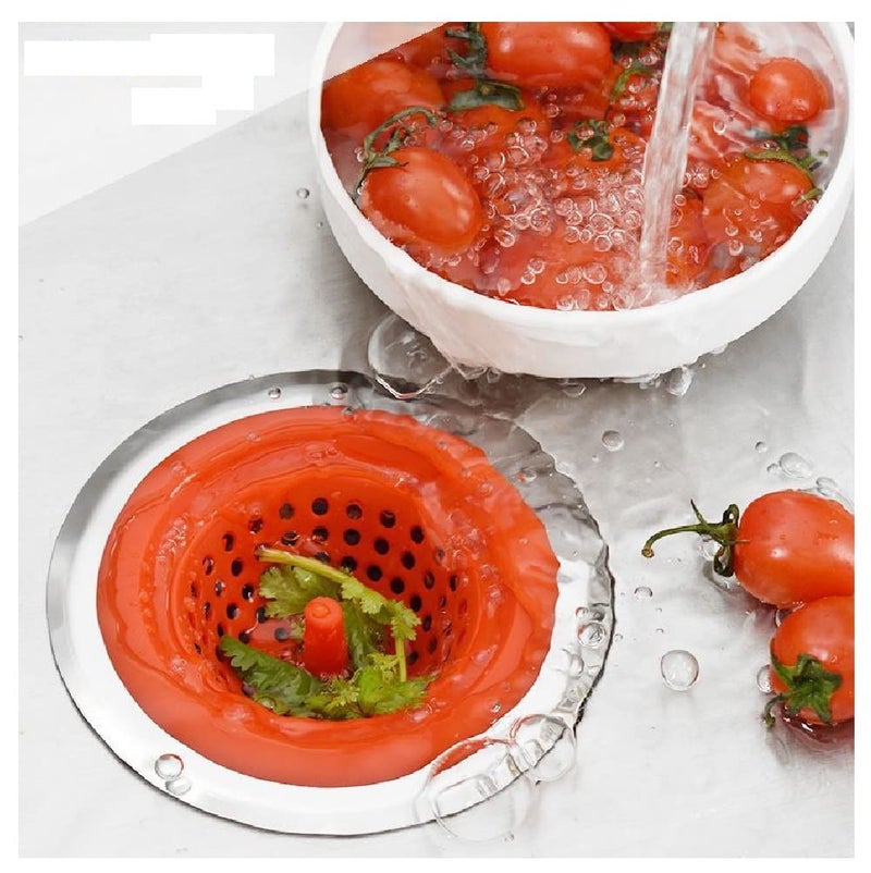 Trifecta Kitchen Sink Strainer Food Catcher 1 PCs 4.5 inch Diameter, Flexible Silicone Kitchen Sink Drainers Traps Food Debris and Prevents Clogs, for Most Kitchen Sink Drains (Red - 1) - Image 4
