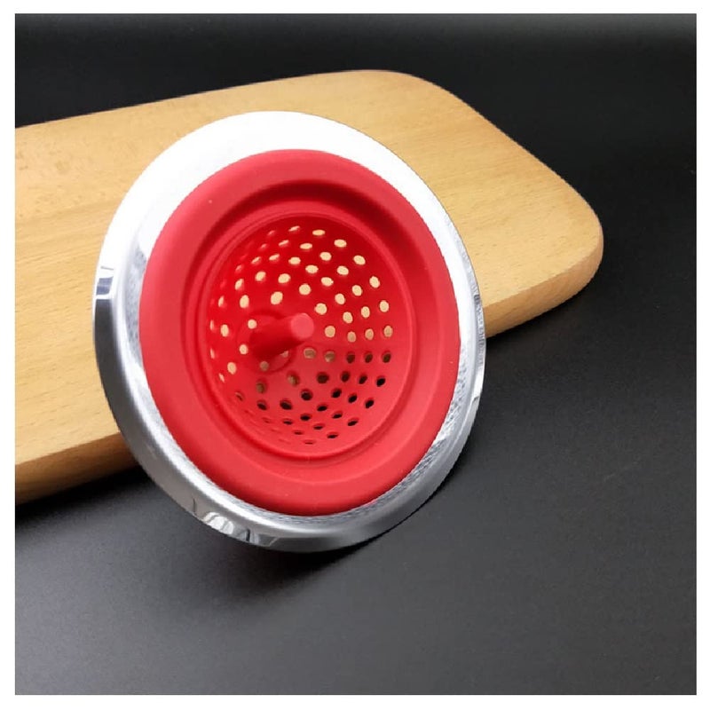 Trifecta Kitchen Sink Strainer Food Catcher 1 PCs 4.5 inch Diameter, Flexible Silicone Kitchen Sink Drainers Traps Food Debris and Prevents Clogs, for Most Kitchen Sink Drains (Red - 1) - Image 2