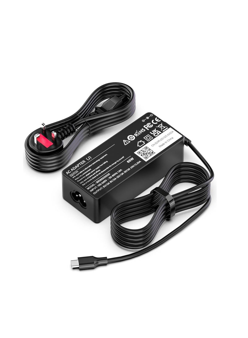 20V 3.25A 65W USB Type C Ac Power Adapter Charger for Lenovo Thinkpad X1 Carbon Yoga 5 X270 X280 T580 P51s P52s E480 E470 Laptop