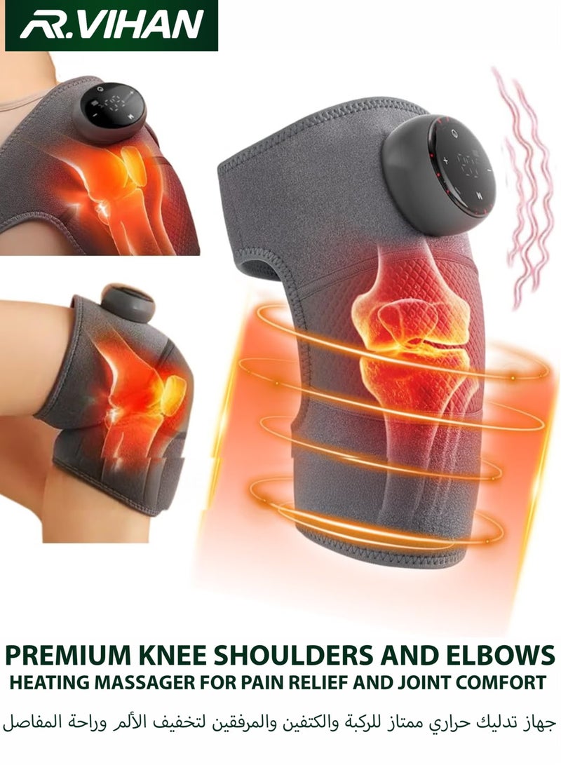 R.VIHAN Electric Rechargeable Heat Massager for Knees, Legs, Elbows, and Shoulders with Adjustable Heat Settings and 3 Vibration Modes for Deep Tissue Massage, Pain Relief, Relaxation, and Joint Comfort Multi-Purpose Adjustable Cordless Portable and Lightweight On-the-Go Wrap-Design Relief Massager Safe and Easy to Use, Gifts for Women Men Mom Dad - Image 1