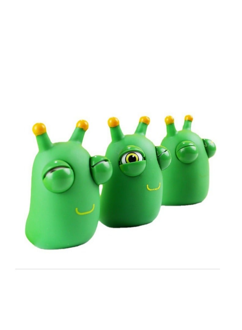 Funny Squeeze Toy, Green Eye Stress Relief Relieve Anxiety Portable Grass Worm Pinch Toy for Autism Hyperactivity Kids Adult Party Gifts Prize Desk Decoration 2PCS
