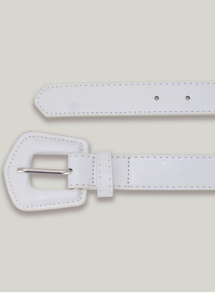AMICA Solid Large Buckle Belt - White - Image 3
