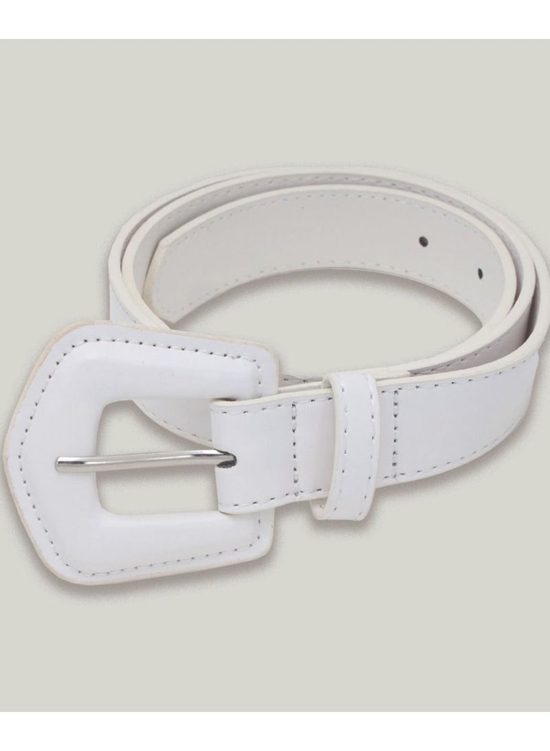 AMICA Solid Large Buckle Belt - White - Image 2