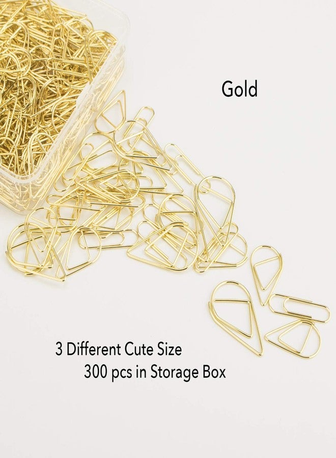 VENCINK 300 Pcs Cute Gold Paper Clips Assorted Sizes, Smooth Steel Wire Drop-Shaped Paperclips Large Medium and Small for Office Supplies School Student Girls Kids Women Wedding Decorative by VENCINK - Image 2