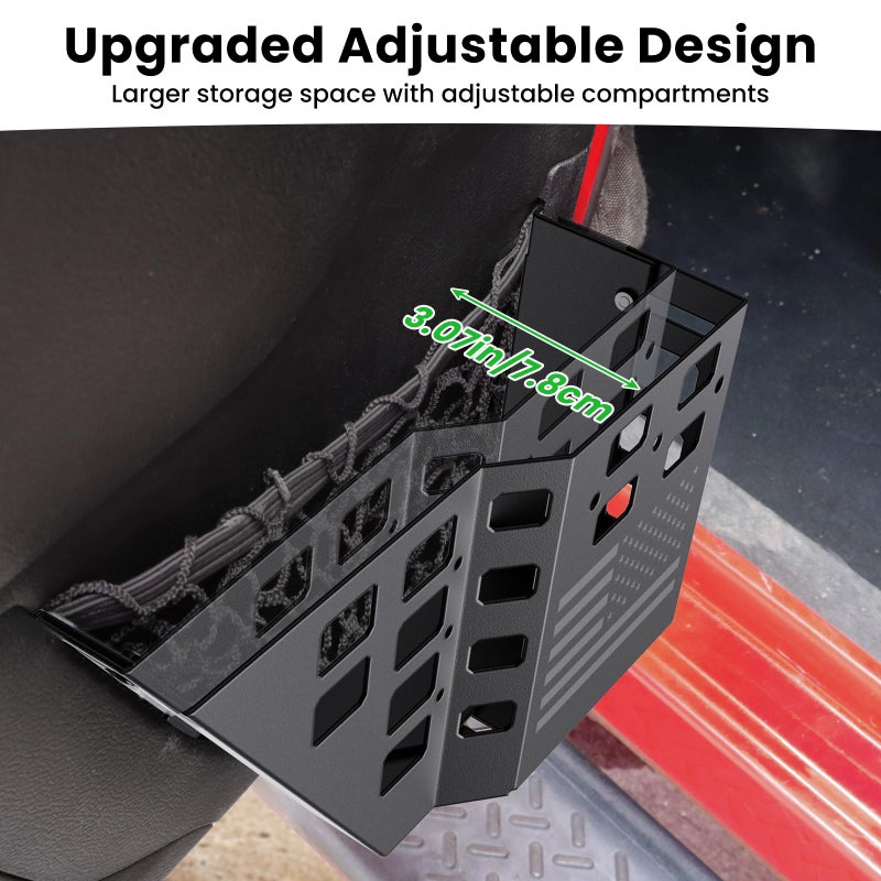 DIAMOOKY Upgraded Metal Front Door Pocket Storage Box for Jeep Wrangler JK JKU 2018 2017 2016 2015 2014 2013-2007 2/4 Door Accessories, Adjustable Door Organizer Molle Panels, Flag, 2PCS - Image 2