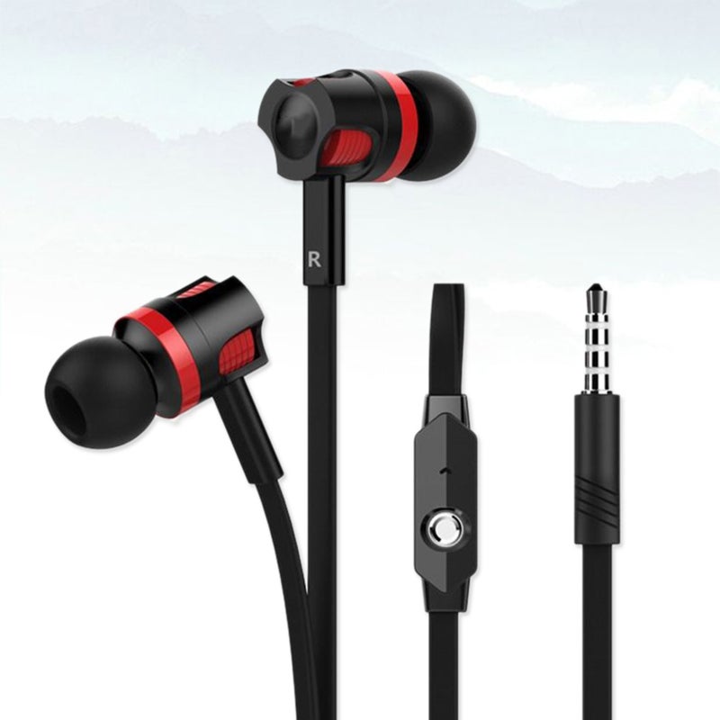 2pcs Stereo In-ear Earphones Headphones Headset With Microphone In-Line Control Noise Isolating Earbuds For Workout Running (Black) - Image 5