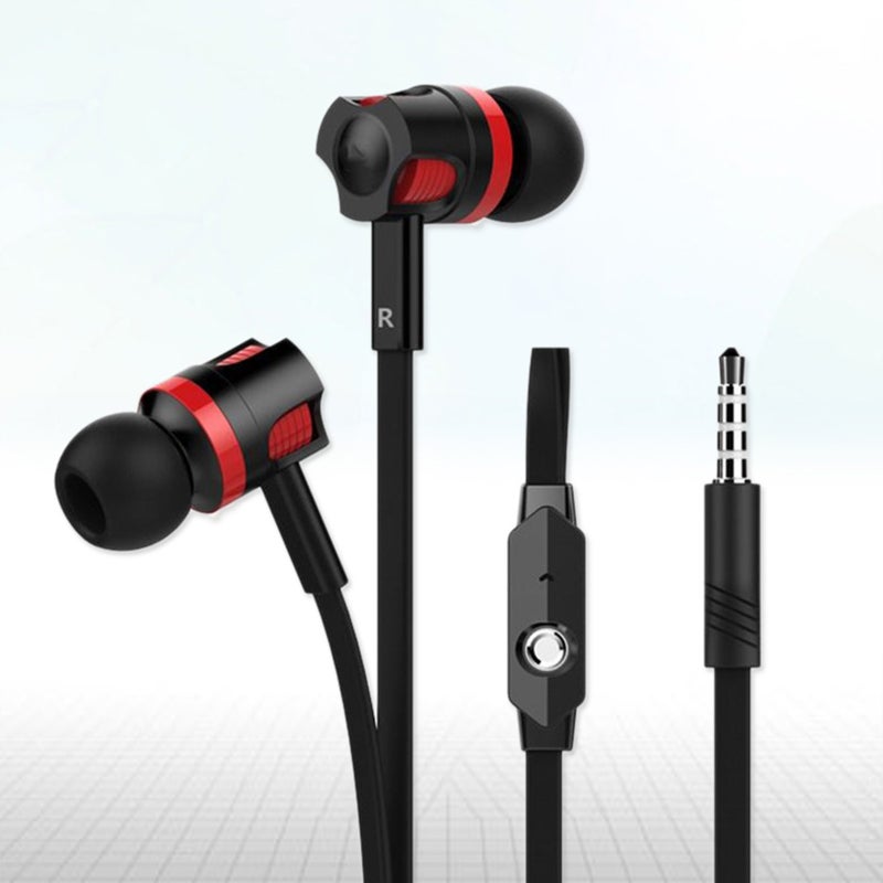 2pcs Stereo In-ear Earphones Headphones Headset With Microphone In-Line Control Noise Isolating Earbuds For Workout Running (Black) - Image 3
