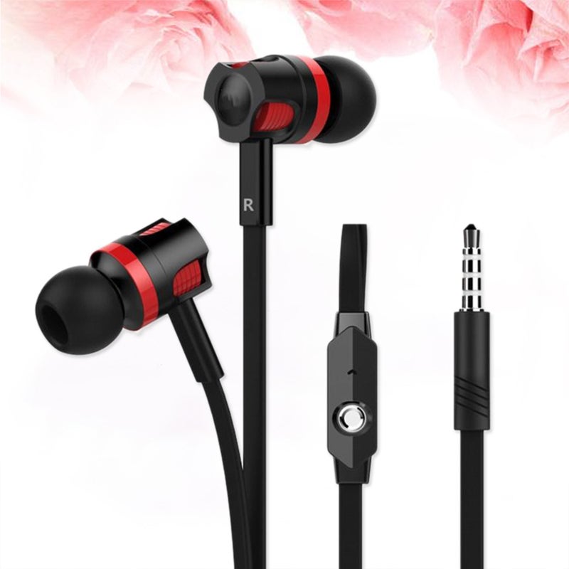 2pcs Stereo In-ear Earphones Headphones Headset With Microphone In-Line Control Noise Isolating Earbuds For Workout Running (Black) - Image 2