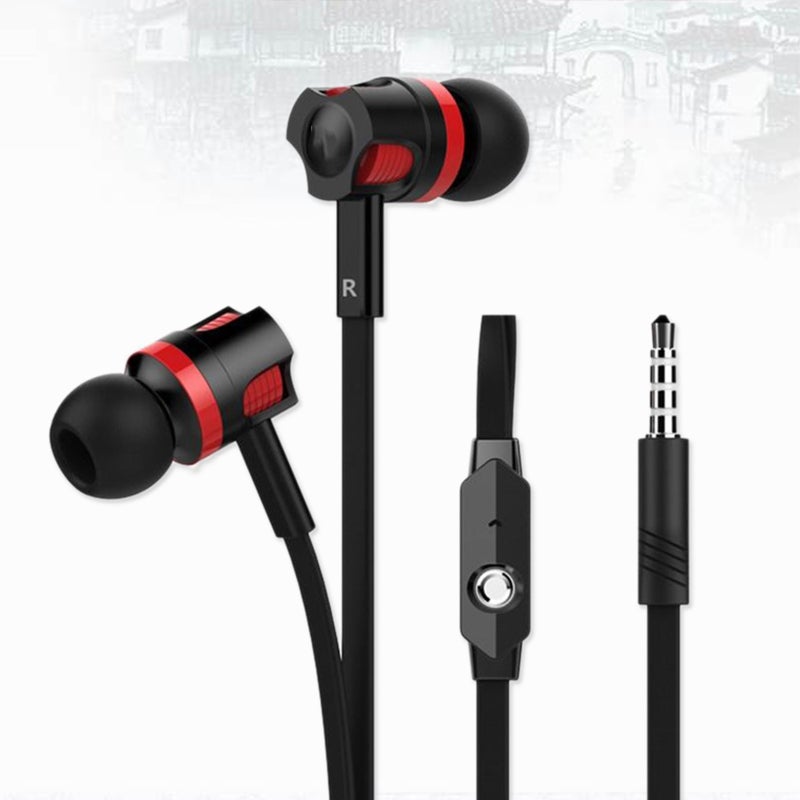 2pcs Stereo In-ear Earphones Headphones Headset With Microphone In-Line Control Noise Isolating Earbuds For Workout Running (Black) - Image 4