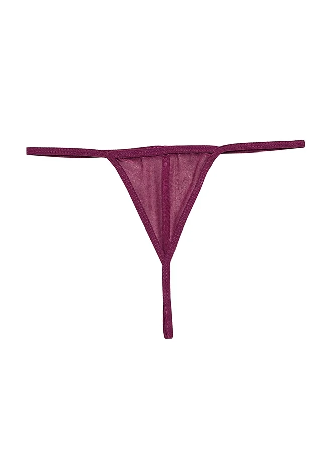 كلوفيا Clovia Chic Basic Babydoll in Wine Colour with G-string - Georgette