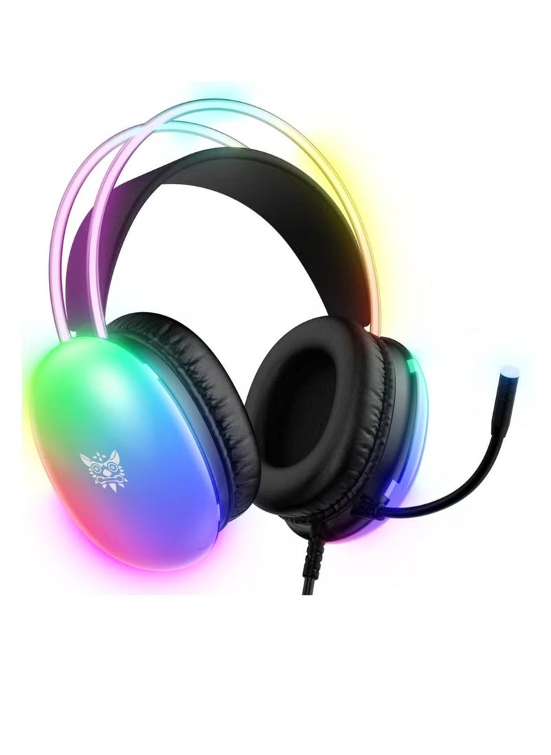 onikuma RGB Gaming Headset – High-Quality Stereo Sound, Noise-Canceling Microphone, LED RGB Lighting – Adjustable Headband, Soft Cushions for Comfortable Long Gaming Sessions – Perfect for Gaming, Streaming & Communication  - Image 1