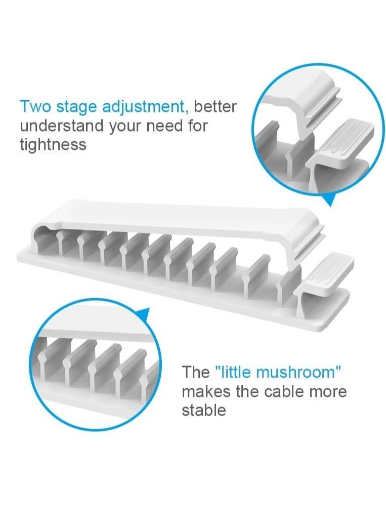 Captaintech Cable Clips, 6 Pack Self Adhesive Cord Holders, 10 Slots Cord Organizer Charger Cable Management  for Home, Office, and Car Cable Management - Image 2