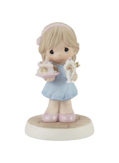 Precious Moments Precious Moments Birthday Figurine | Hoping Your Birthday is Extra Sweet Bisque Porcelain Figurine | Gift for Mom, Grandma, Daughter | Birthday Cake | Happy Birthday Figurine | Hand-Painted  - Image 1