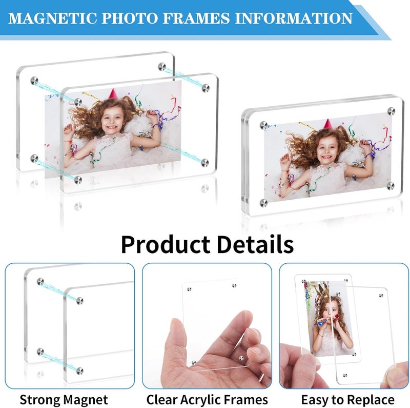 Coidea 6 Packs Acrylic Fridge Magnetic Instax Frame, 2.36x3.54 Inch Polaroid Frame,Polaroid Magnet Frames for Refrigerator, Double Sided Mini Picture Frames - Image 3