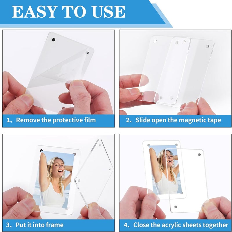 Coidea 6 Packs Acrylic Fridge Magnetic Instax Frame, 2.36x3.54 Inch Polaroid Frame,Polaroid Magnet Frames for Refrigerator, Double Sided Mini Picture Frames - Image 4