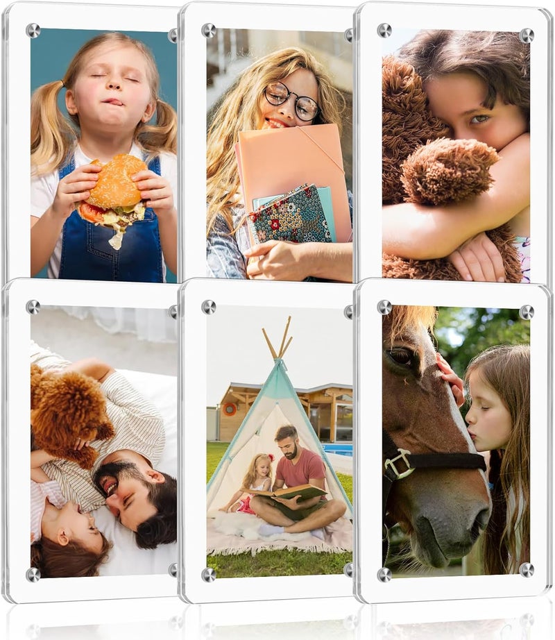 Coidea 6 Packs Acrylic Fridge Magnetic Instax Frame, 2.36x3.54 Inch Polaroid Frame,Polaroid Magnet Frames for Refrigerator, Double Sided Mini Picture Frames - Image 1