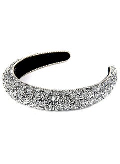 Wecoe Wecoe Rhinestone Diamond Bling Glitter Sparkle Silver Fashion Headbands for Women and Girls - Thick Padded Hair Accessories Gift  - Image 1
