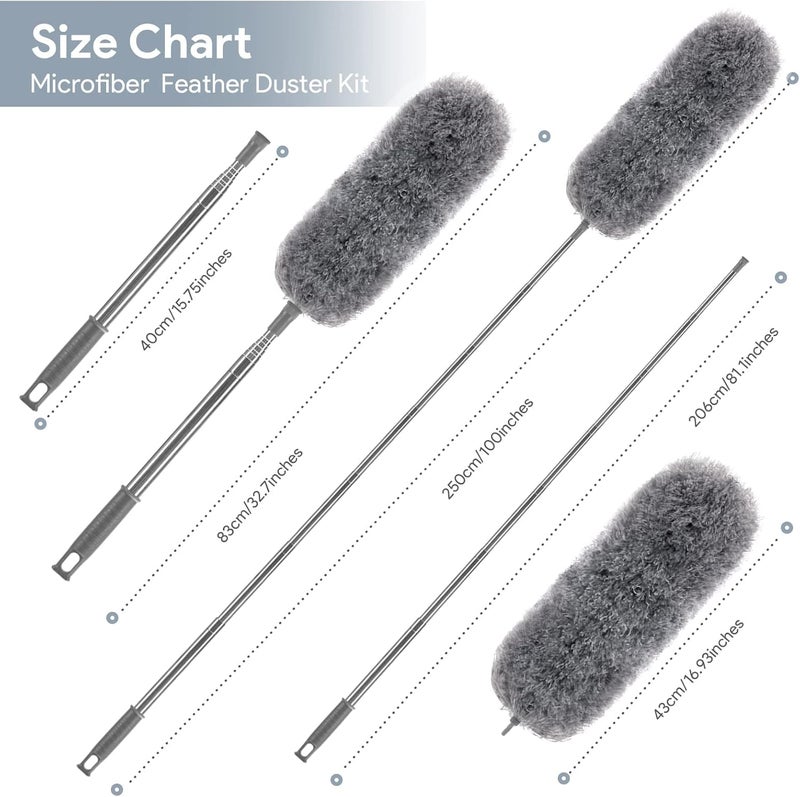 YVYV Microfiber Feather Duster - an 100 inch Extendable and Bendable Long Handle Dusters for Dust and Cobweb Cleaning All-Round Home Cleaning Fixed & portable compatible - Image 4