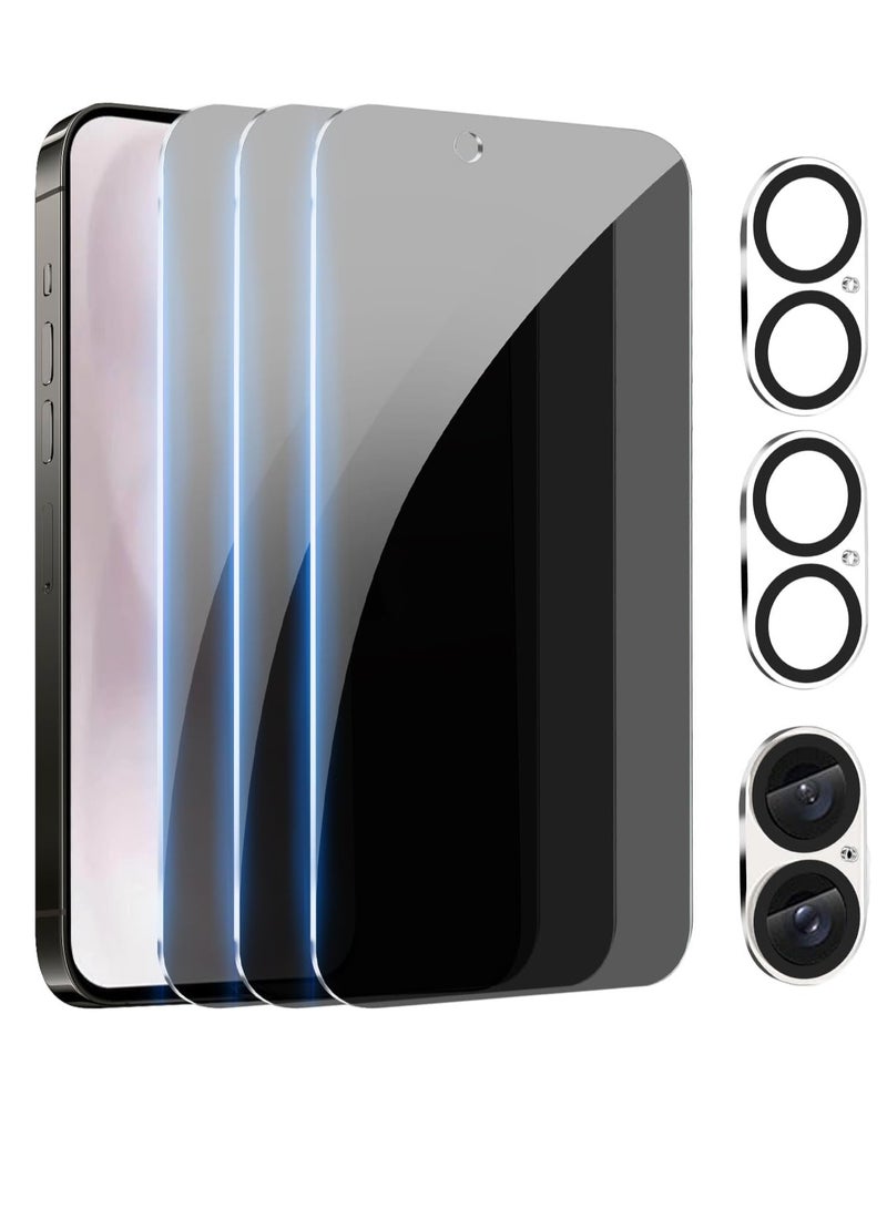 ELTRAZONE [3+3 Pack] Privacy Screen Protector for iPhone 16 Plus with Camera Lens Protector | Full Coverage Anti-Spy Tempered Glass Film | 9H Hardness | Enhanced Edge Protection | Easy Installation | Bubble Free [6.7 Inch] - Image 1
