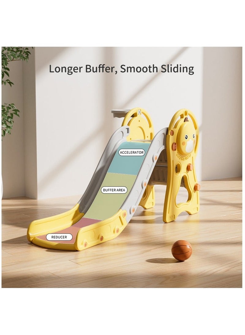 فول جوي زحليقة علي شكل بطه المبتكرة مع كرة سلة للأطفال - قابلة للطي - 149 × 78 × 50 سم (الموديل: FJY-06 - Image 4