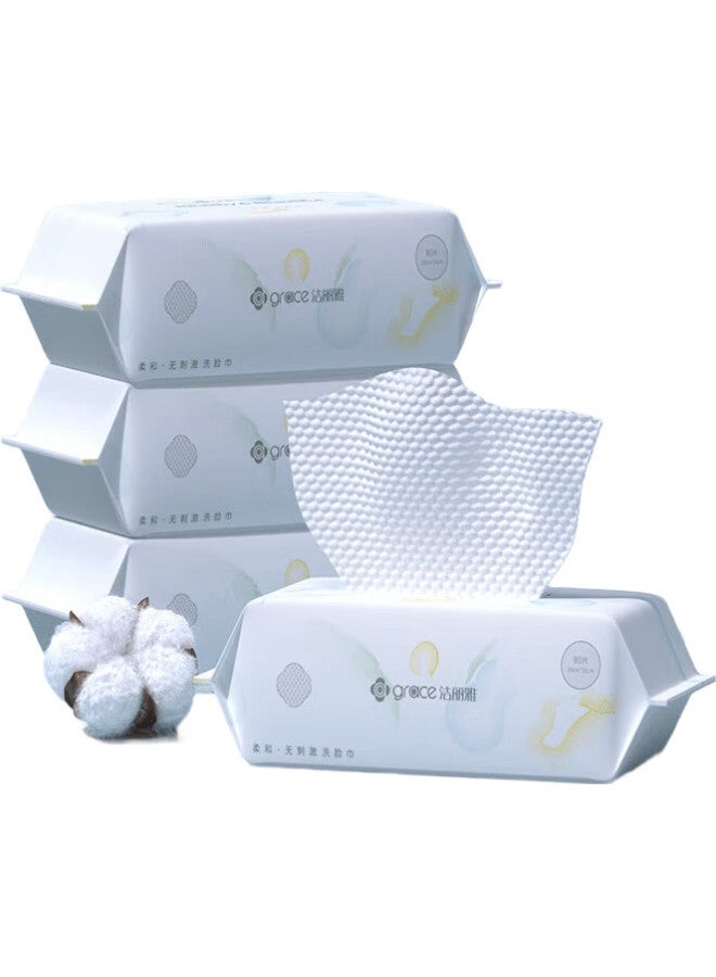 Grace Disposable Facial Cleansing Wipes, Soft Tissues For Home And Travel, Portable Face Towels, Pearl Texture, 3 Packs, 80 Sheets/Pack - Image 2
