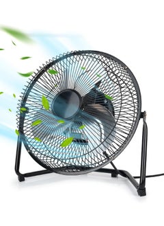 AHAKAC AHAKAC Table Fan, 3 Speed ​​Portable Metal Fan, Home Quiet Fan, High Speed ​​Floor Fan, Adjustable Tilt, Suitable for Home Office Bedroom, Black (9 Inch)  - Image 1